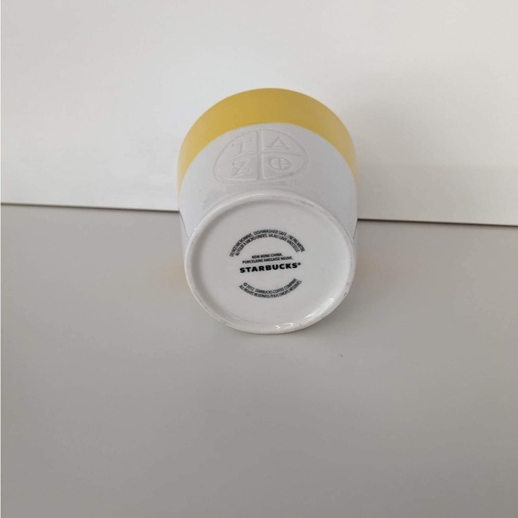 NEW Starbucks Coffee Tazo Tea Mug Yellow White Bone China  Tazo Logo 8 oz 2012 - Picture 3 of 3